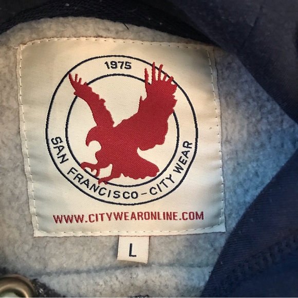 San Francisco City Wear California Hoodie Sweatshirt Adult  Large Blue Fleece - Picture 5 of 9